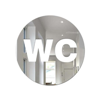 3D Mirror Sticker Toilet Door Sign Men Women Bathroom WC Silver Modern Design Acrylic Mirror Wall Stickers for Toilet Bathroom